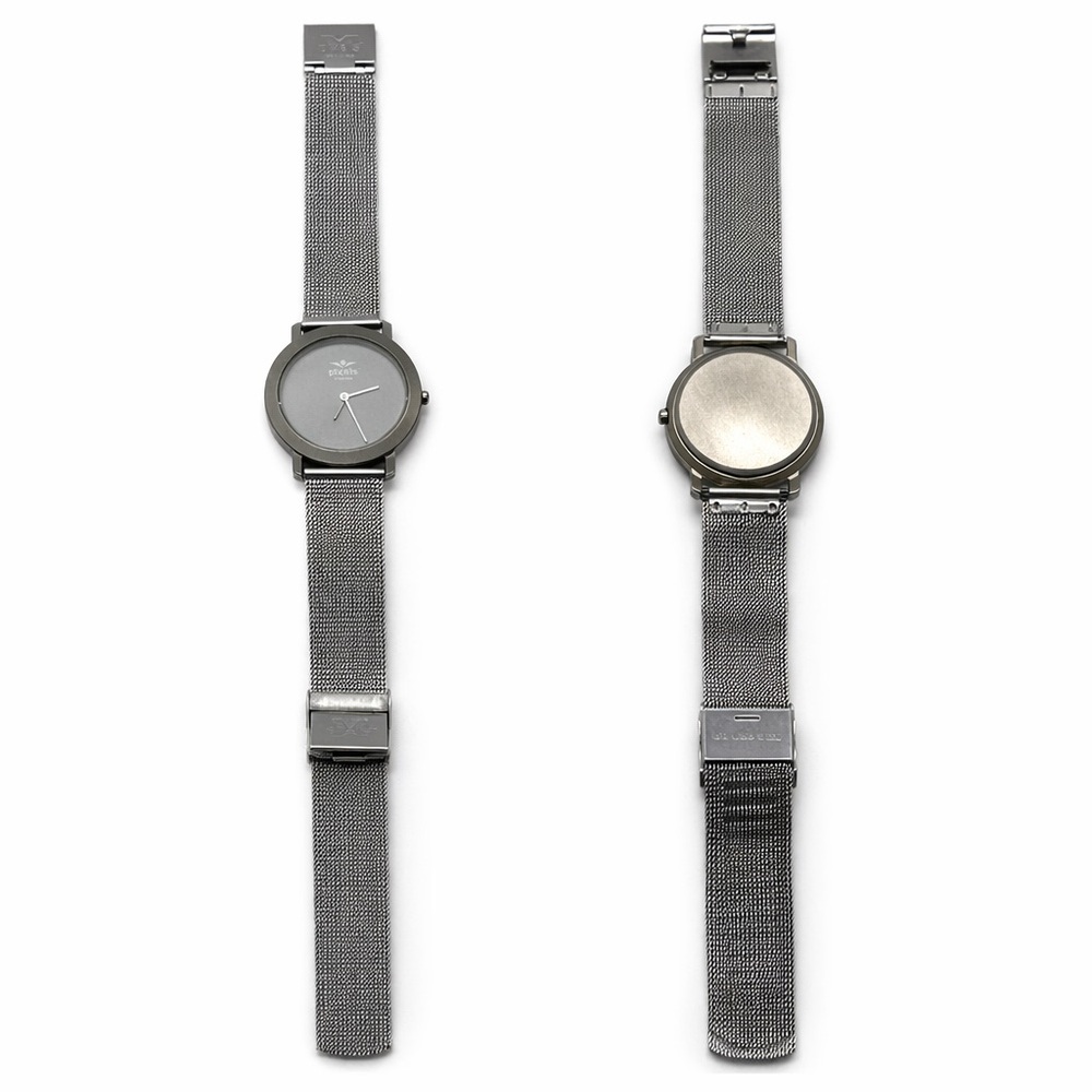 Vtg Men’s Pixels Watch Denmark Brushed Silver Tone Mesh Band Non Working Stainle